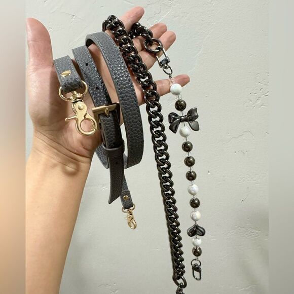 Gray Gradient Handmade Real Shearling Rose Embossed Shoulder Bag/Crossbody Bag - Picture 15 of 16